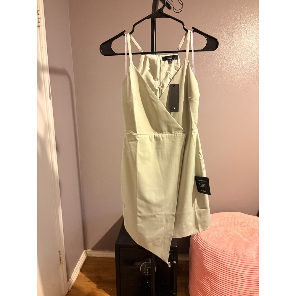 Lulus Sage Spaghetti Strap Lined V-Neck Mini Dress XS NWT